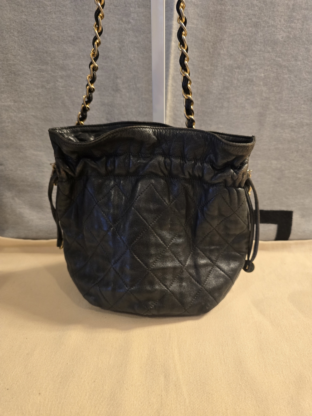 CHANEL Black Quilted Drawstring Crossbody Bucket Bag - Picture 2 of 12